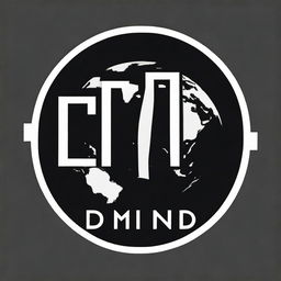 Create a standout logo for the company named DMND, featuring stark white font on a black background, complemented by a globe design.