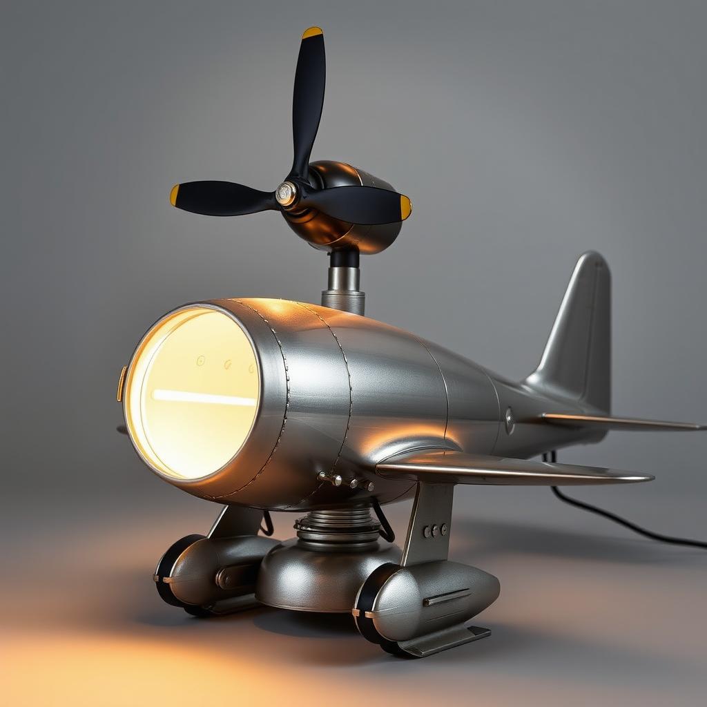 A beautifully crafted lamp inspired by the design and structure of the B29 military aircraft