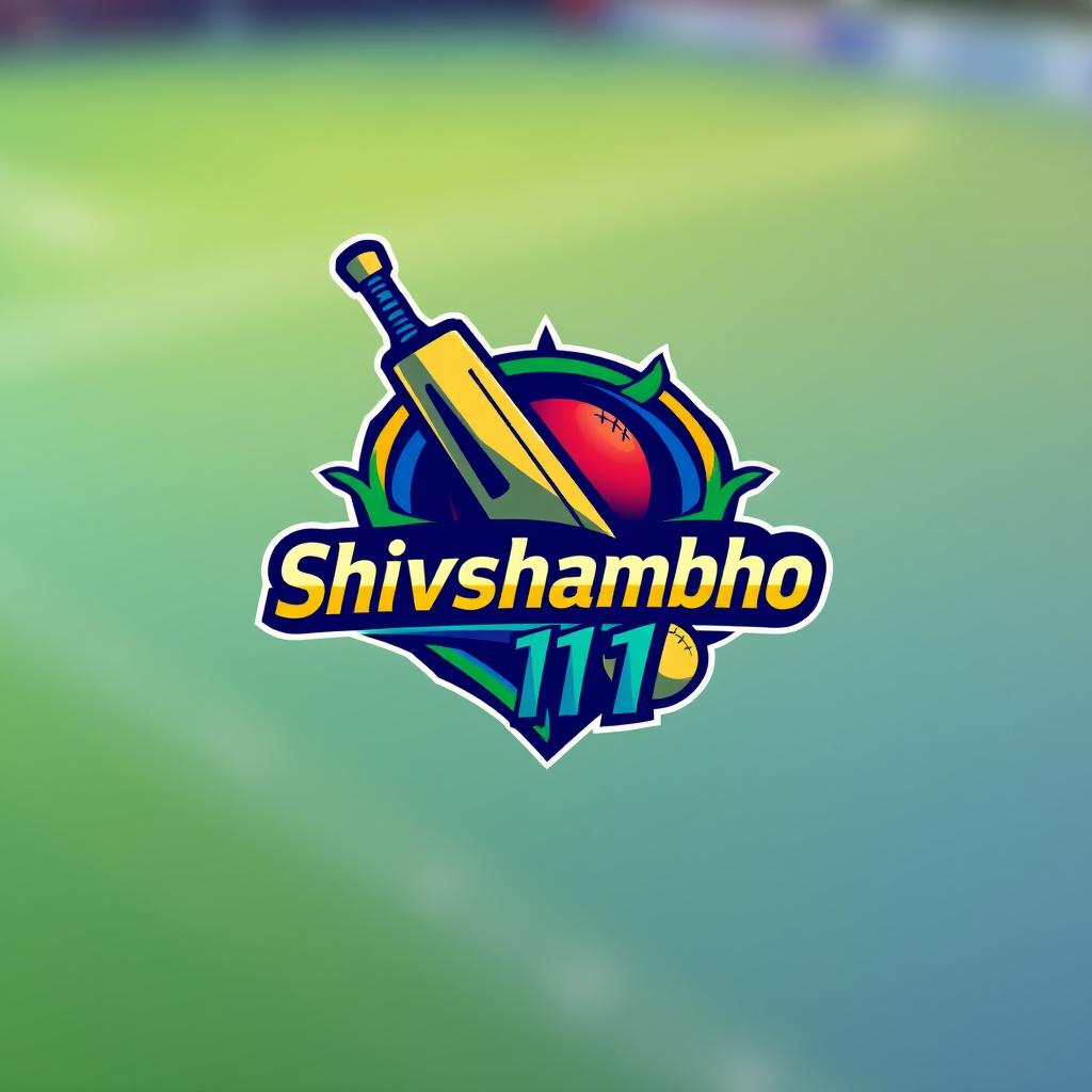 A vibrant and dynamic cricket logo design for "Shivshambho 11"