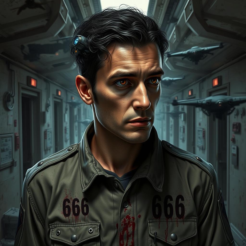 A realistic image of a futuristic destroyed sanatorium corridor