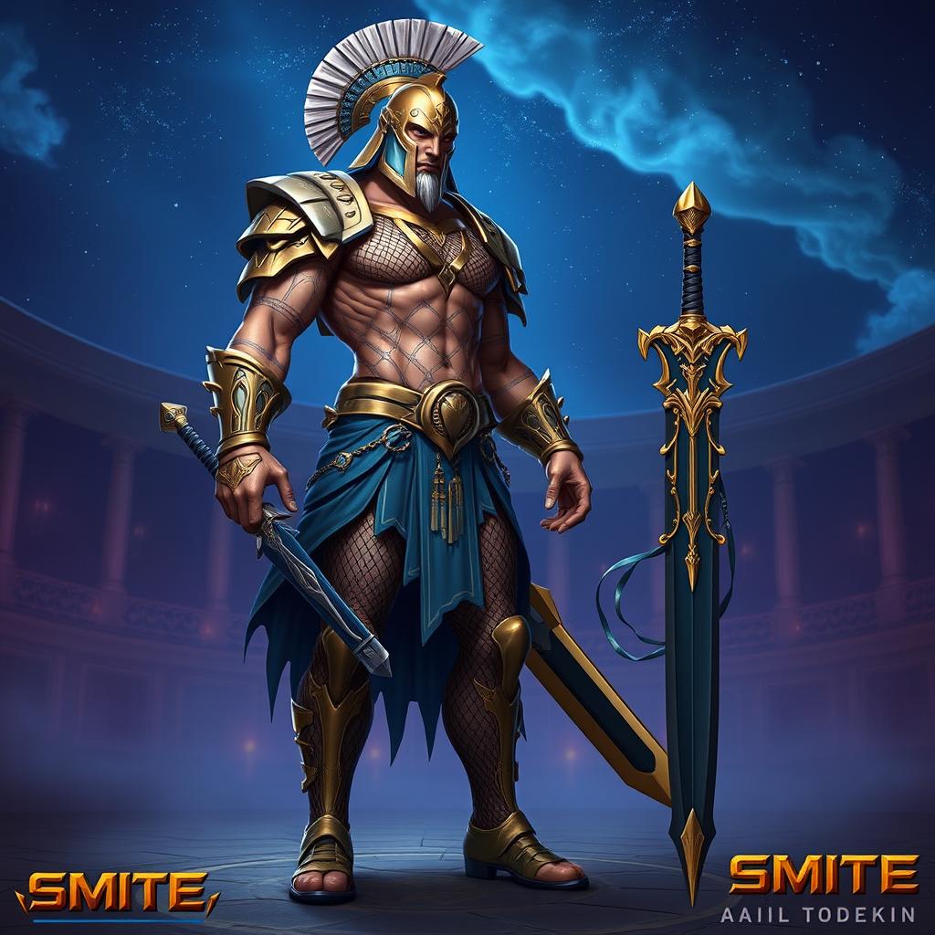 A skin concept for Achilles from the game Smite, dressed in stylish fishnet attire