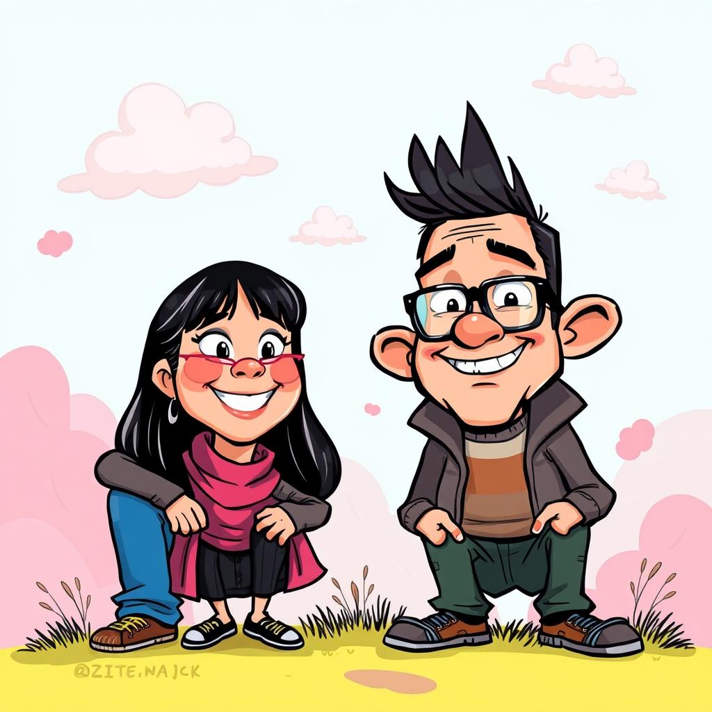 A vibrant cartoon illustration inspired by the provided photograph, featuring exaggerated features, bright colors, and a playful, whimsical style