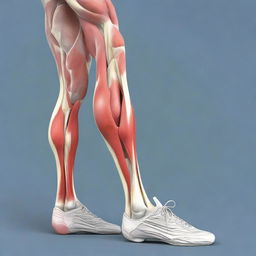 A detailed anatomical illustration highlighting the soleus muscle in the calf, showing a slouching posture that impacts this muscle and emphasizes the importance of proper body posture.