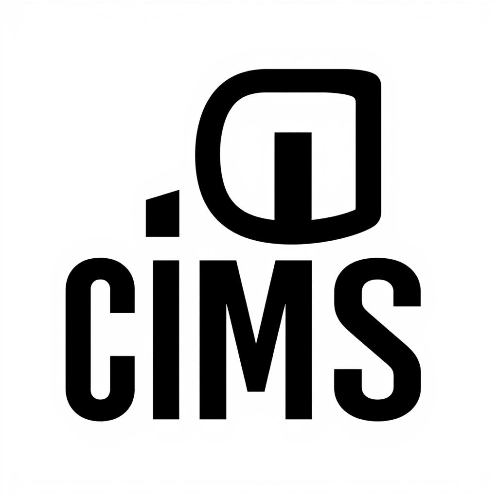 A sleek and modern black and white icon representing the acronym 'CMS'