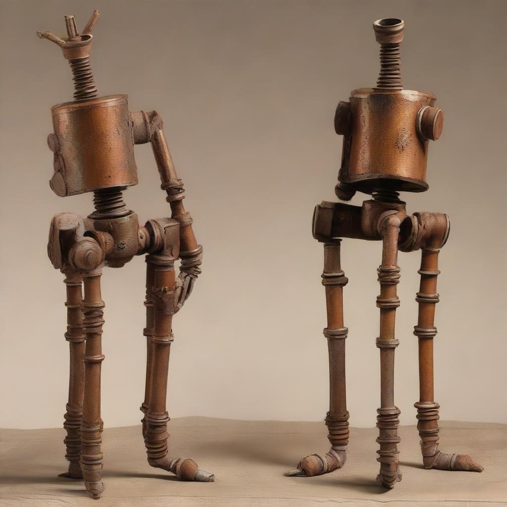 A representation of human joints transformed into rusty mechanical joints similar to those of the Tin Man from Wizard of Oz.