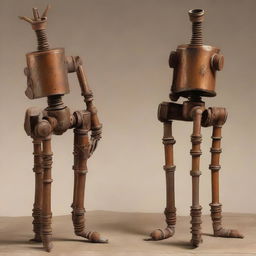 A representation of human joints transformed into rusty mechanical joints similar to those of the Tin Man from Wizard of Oz.