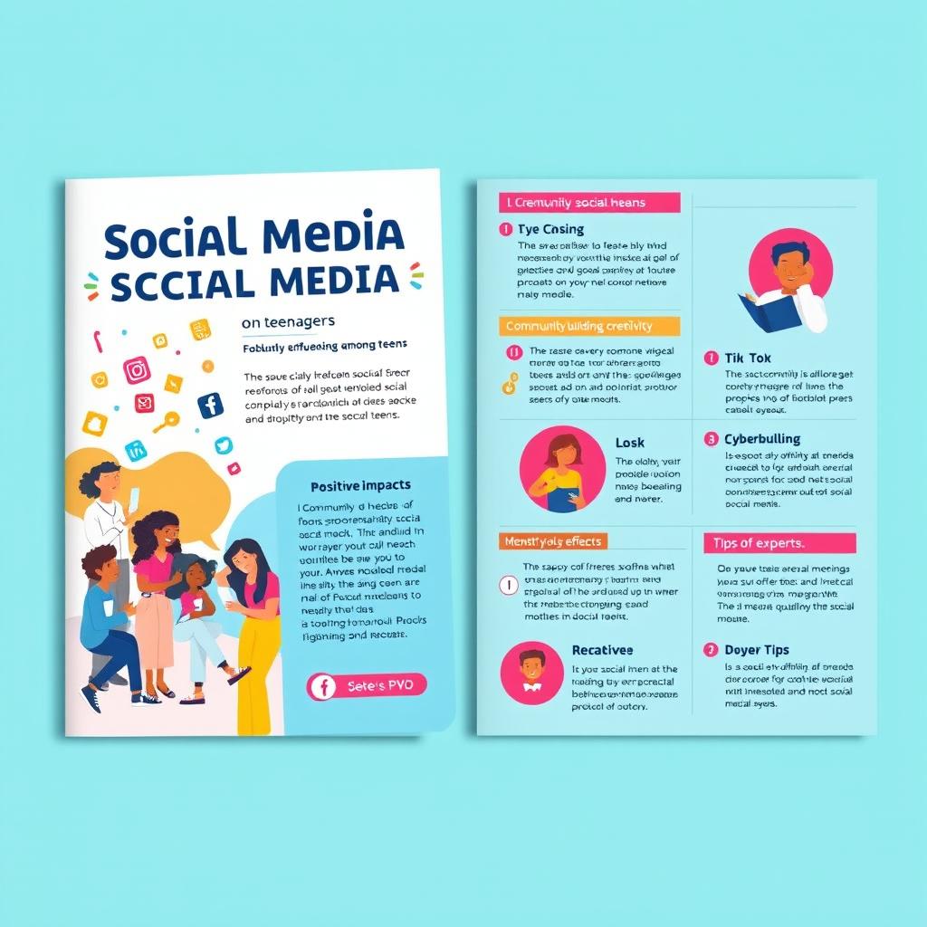 A visually engaging and informative brochure design showcasing the influence of social media on teenagers