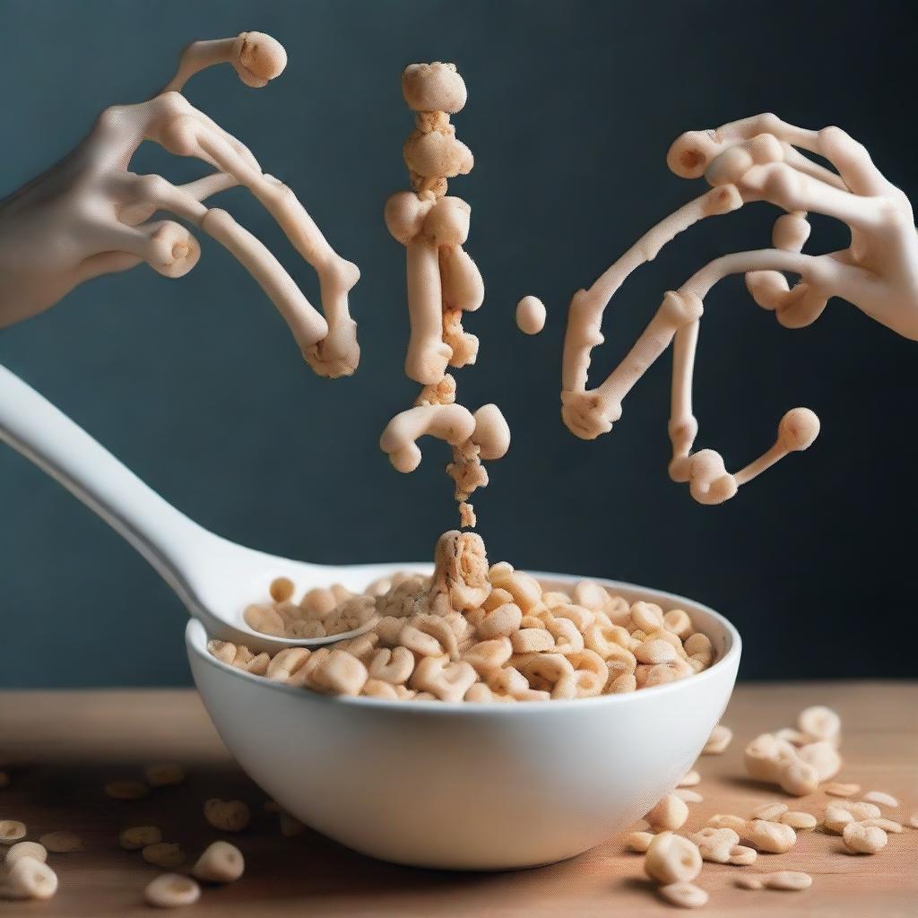 A surreal depiction of human joints audibly creaking, creating sounds louder than the snap, crackle, and pop of cereal being poured into a bowl early in the morning.