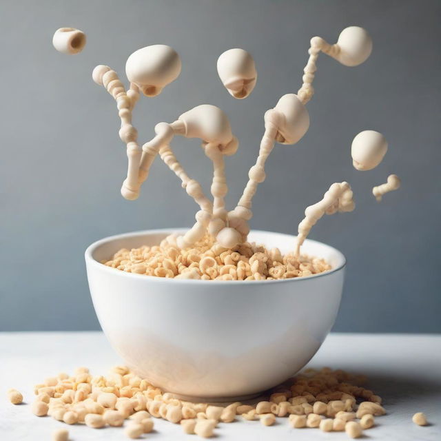 A surreal depiction of human joints audibly creaking, creating sounds louder than the snap, crackle, and pop of cereal being poured into a bowl early in the morning.