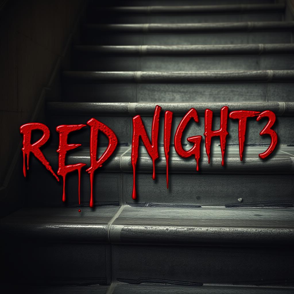 The text 'RED NIGHT3' artistically drips with blood, vividly rendered with a deep crimson hue