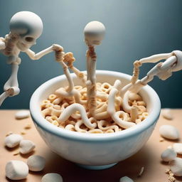 A surreal depiction of human joints audibly creaking, creating sounds louder than the snap, crackle, and pop of cereal being poured into a bowl early in the morning.