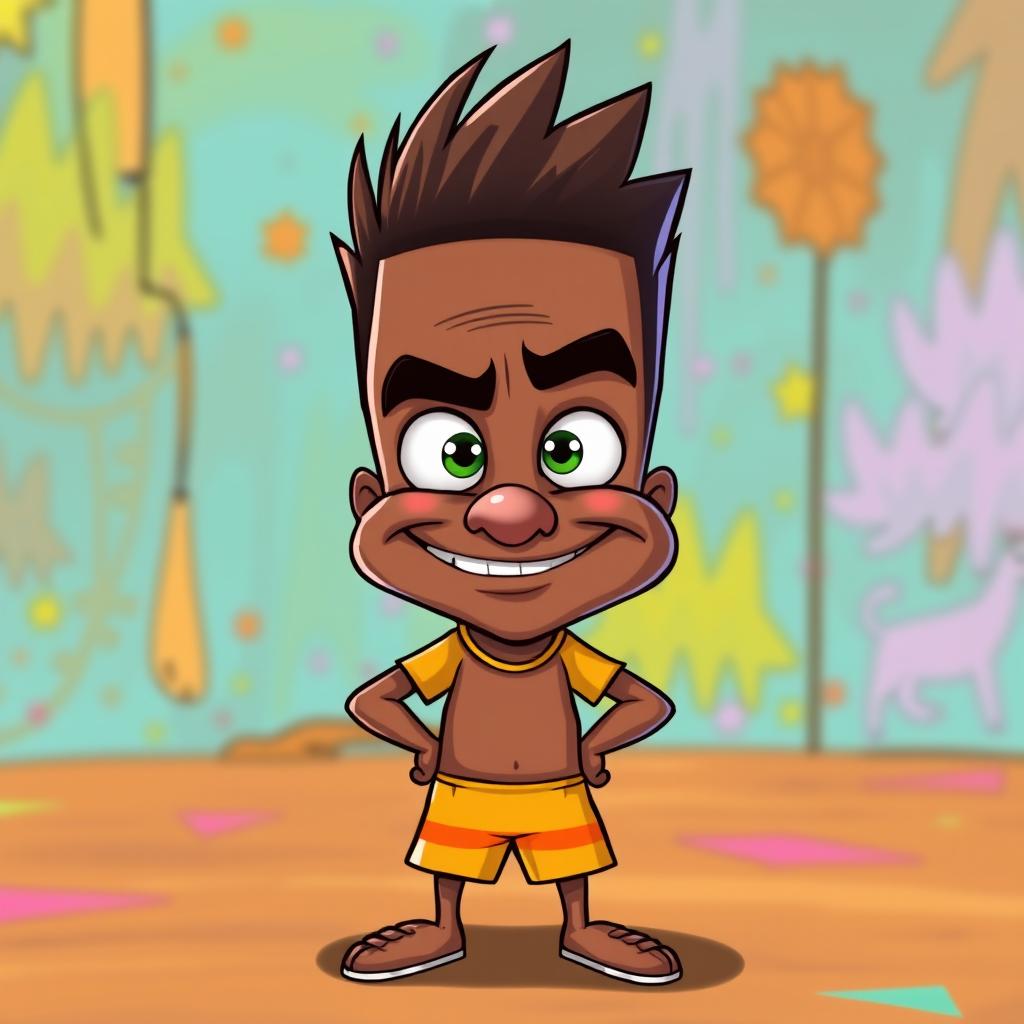 A humorous scene featuring a cartoonish, exaggerated character resembling the 'Knuckle' meme from Uganda