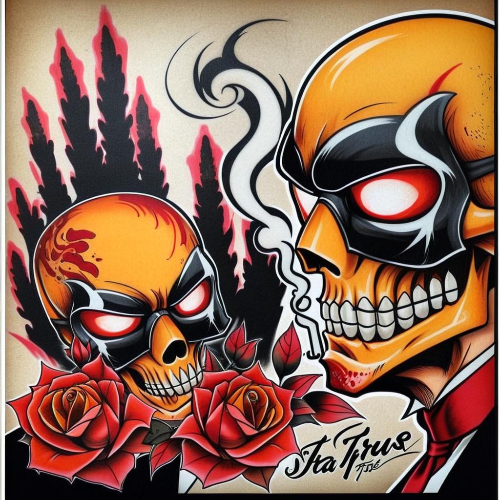 Remove the cigar, include a old school tattoo lettering "stay true" between the roses