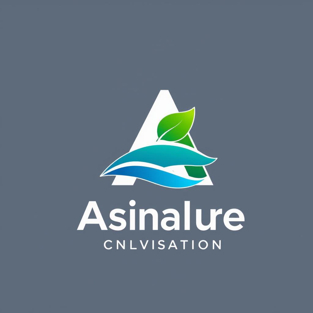 A modern, sleek logo design featuring a stylized letter 'A' that incorporates elements of nature, such as leaves or waves, to reflect a theme of sustainability and innovation