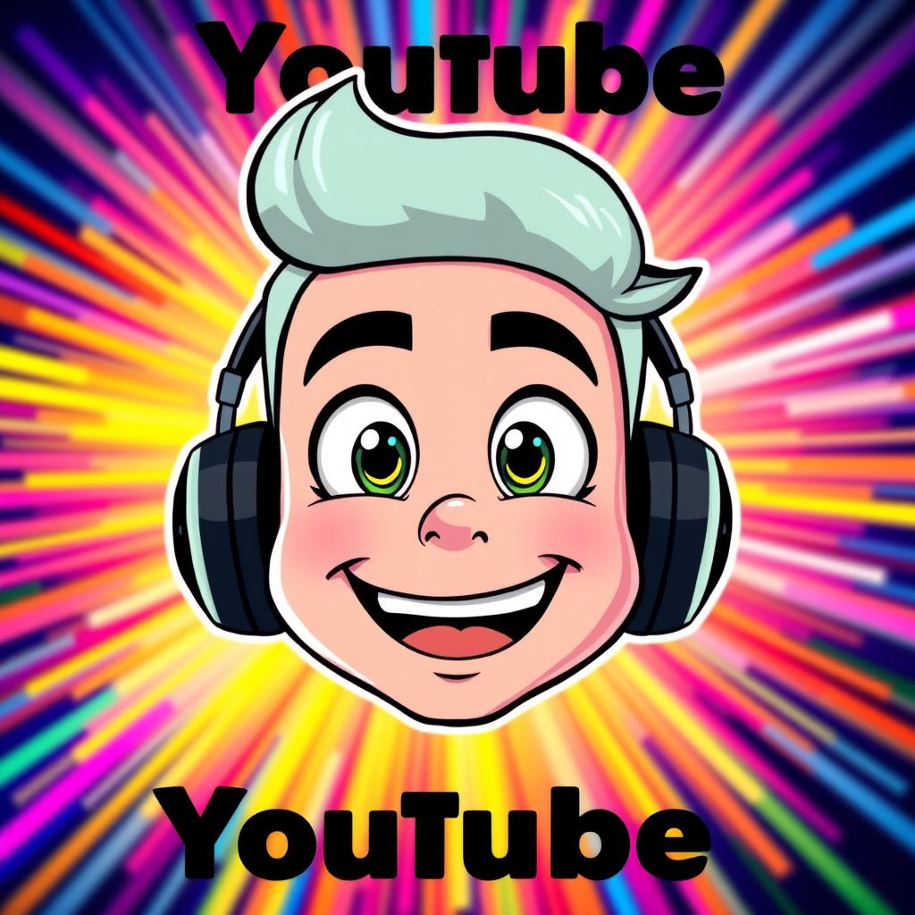 A vibrant and engaging animated face to serve as a profile picture for a YouTube channel