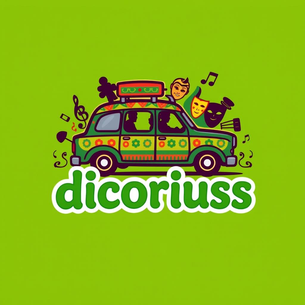 A vibrant logo design featuring the word "dicoriuss", artistically integrated with elements representing Bolivian culture