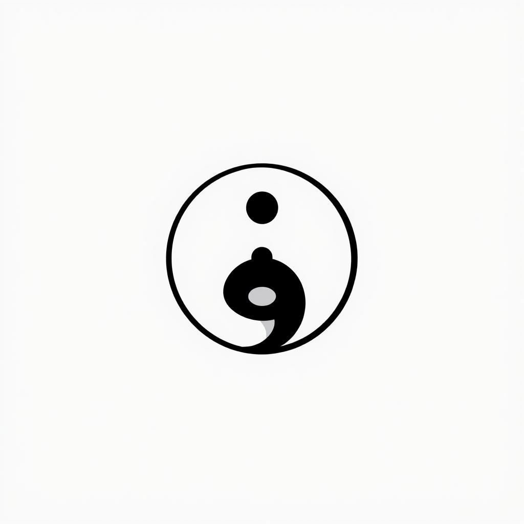 A minimalist black and white kung fu logo inspired by the Tao symbol