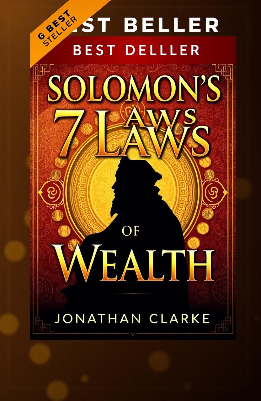 A captivating and artistic e-book cover design for a best seller titled 'Solomon's 7 Laws of Wealth', featuring bold, elegant typography for the title and subtitle