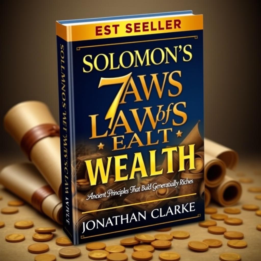 A captivating and professional e-book cover design for a best seller titled 'Solomon's 7 Laws of Wealth'