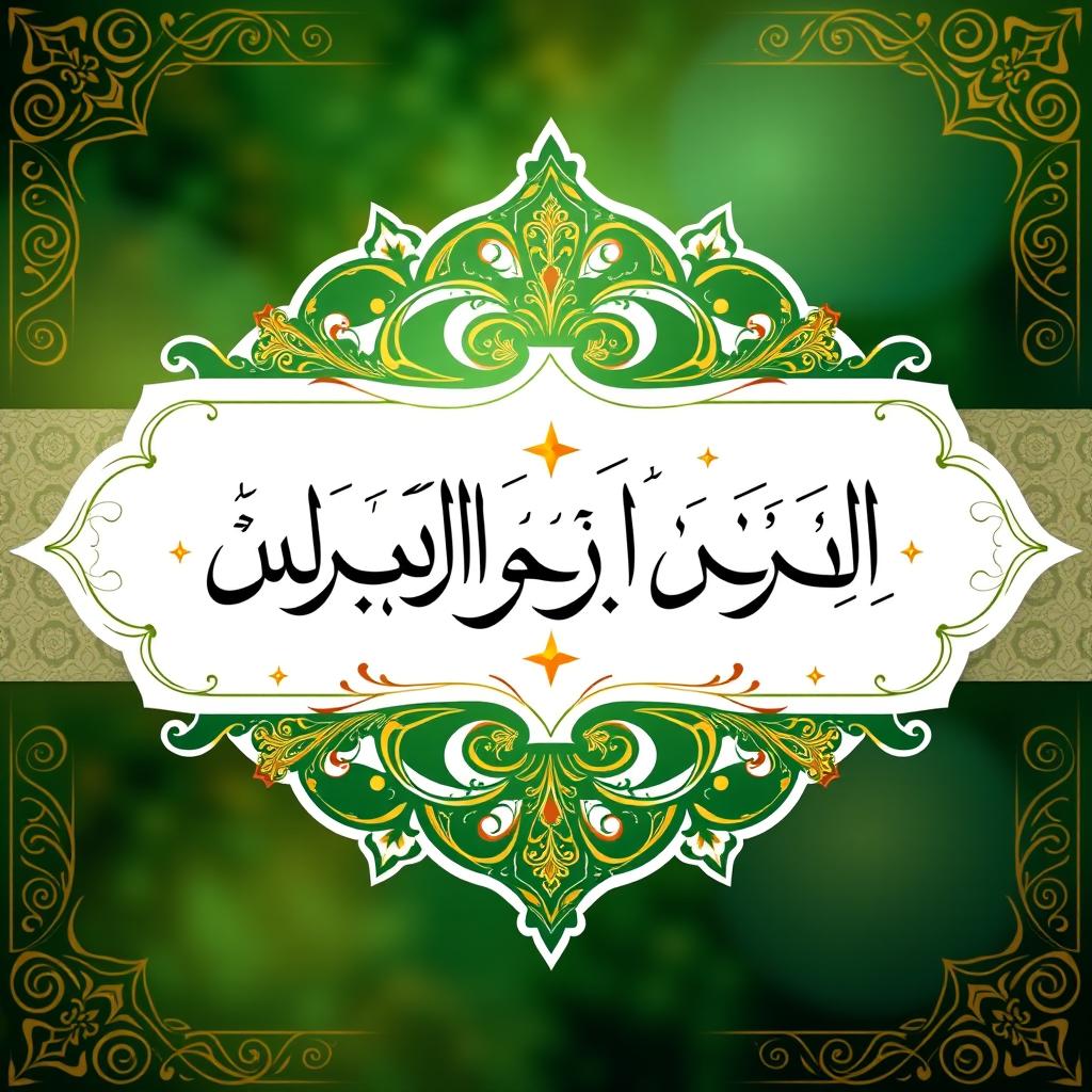 A beautifully designed greeting card featuring the phrase "عيد مبارك وكل عام وانتم بخير" elegantly adorned with intricate Islamic patterns and geometric designs