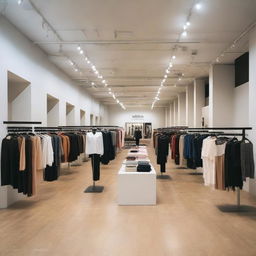 A clothing shop branded as Nexvision, filled to the brim with a variety of stylish, trendy clothes displayed on racks, shelves, and mannequins.