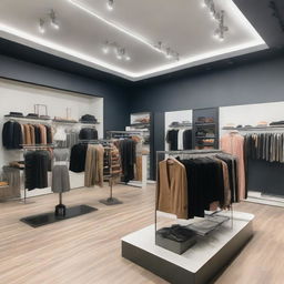 A clothing shop branded as Nexvision, filled to the brim with a variety of stylish, trendy clothes displayed on racks, shelves, and mannequins.