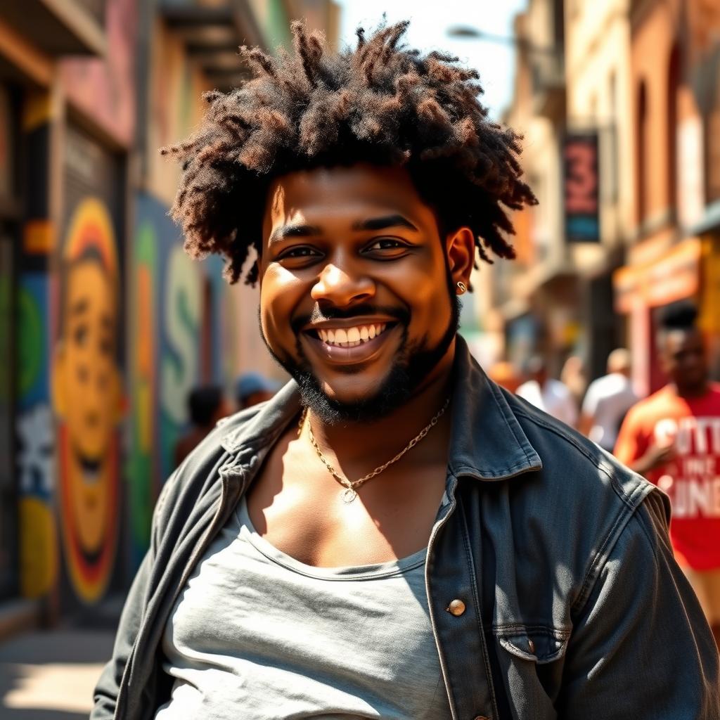 A proud Sudanese man, featuring a round face, a bold head, and a small beard, showcasing his large butt