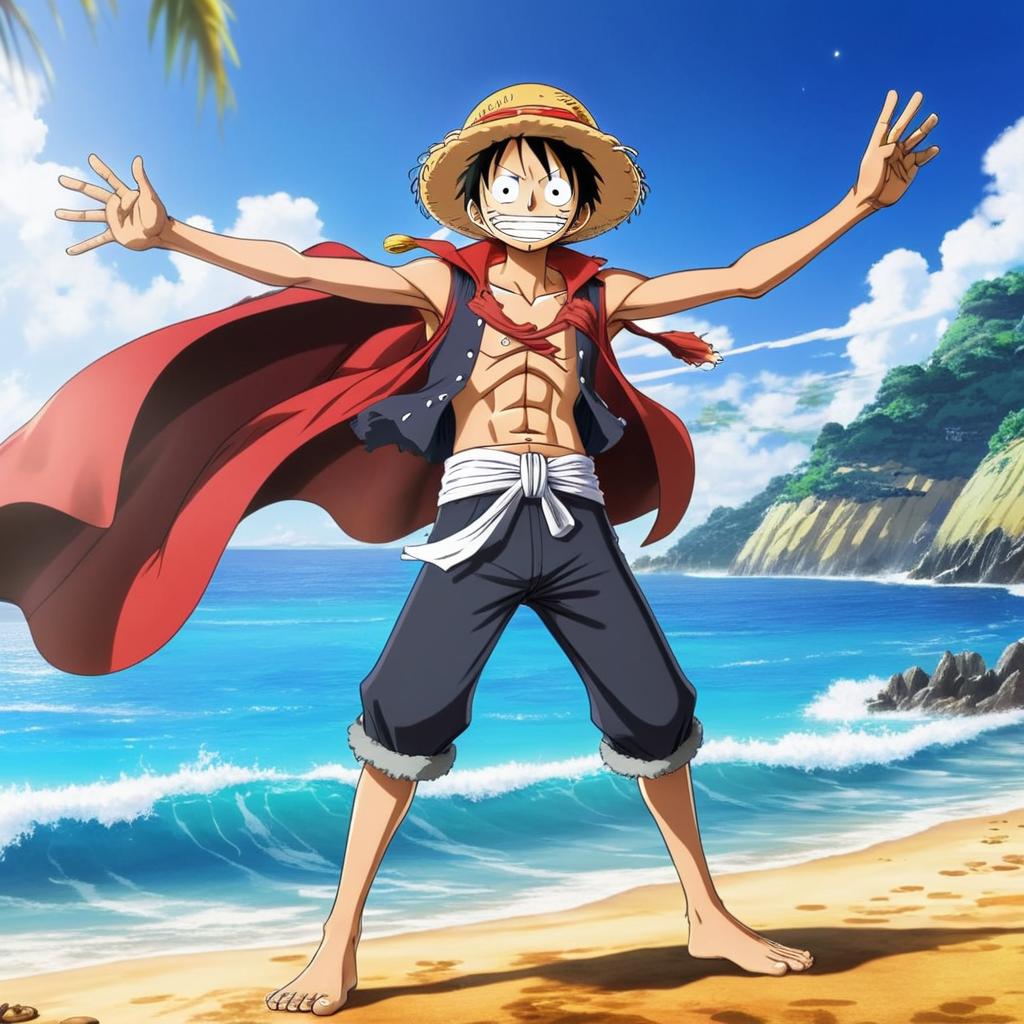 Haz que su cara se parezca a la de Luffy, del anime One Piece. También añadele la cicatriz en el pecho.