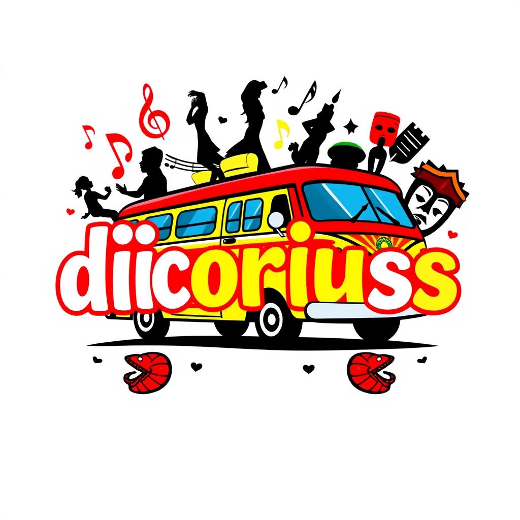 A vibrant and colorful logo design featuring the word "dicoriuss", artistically integrated with elements representing Bolivian culture