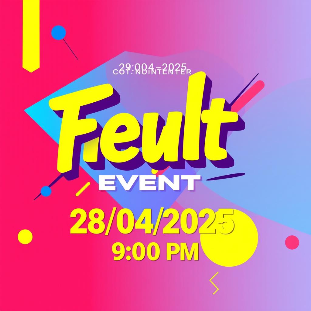 A vivid and modern event poster, featuring a colorful background in shades of vibrant red, blue, and yellow