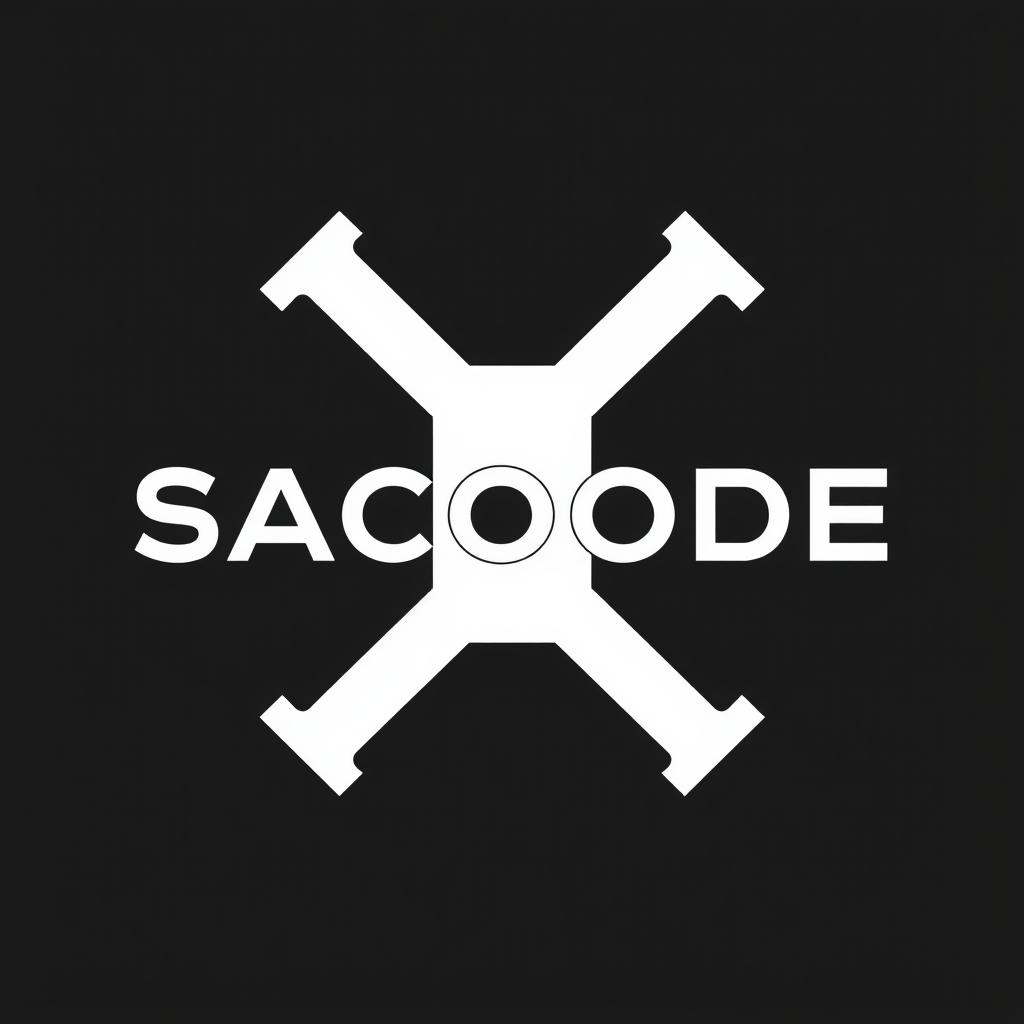 A modern logo for the brand SACOODE, specializing in t-shirts