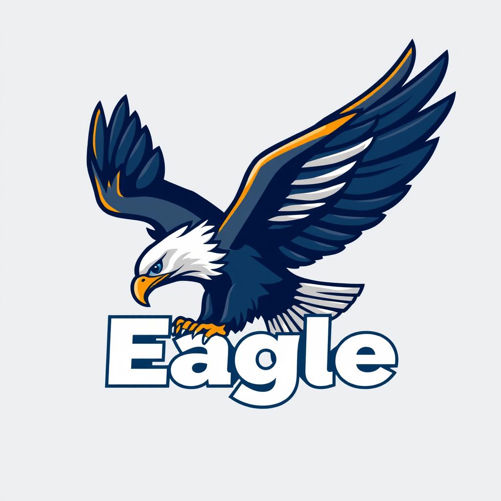 A stylized eagle logo featuring a powerful and majestic eagle in flight with its wings spread wide