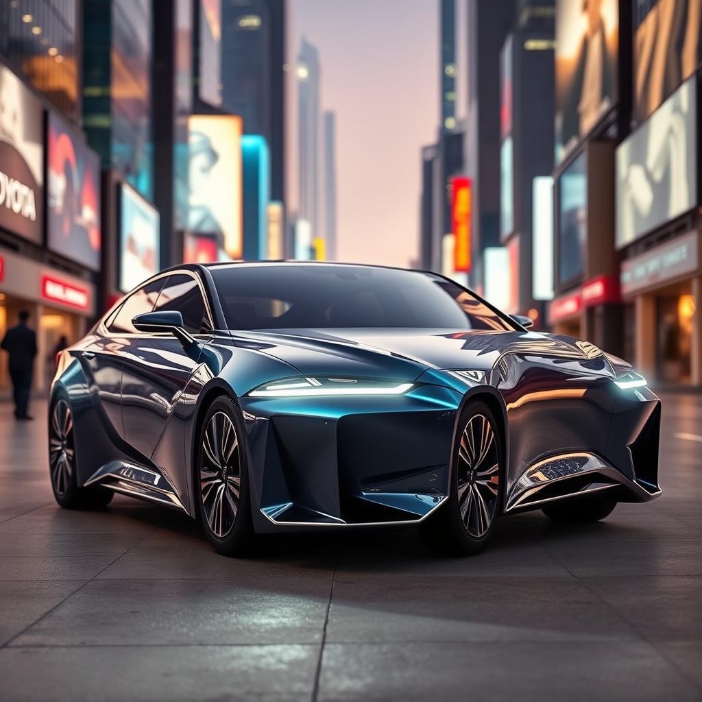 A futuristic Toyota Century sedan model from the year 2025, showcasing a sleek and elegant design