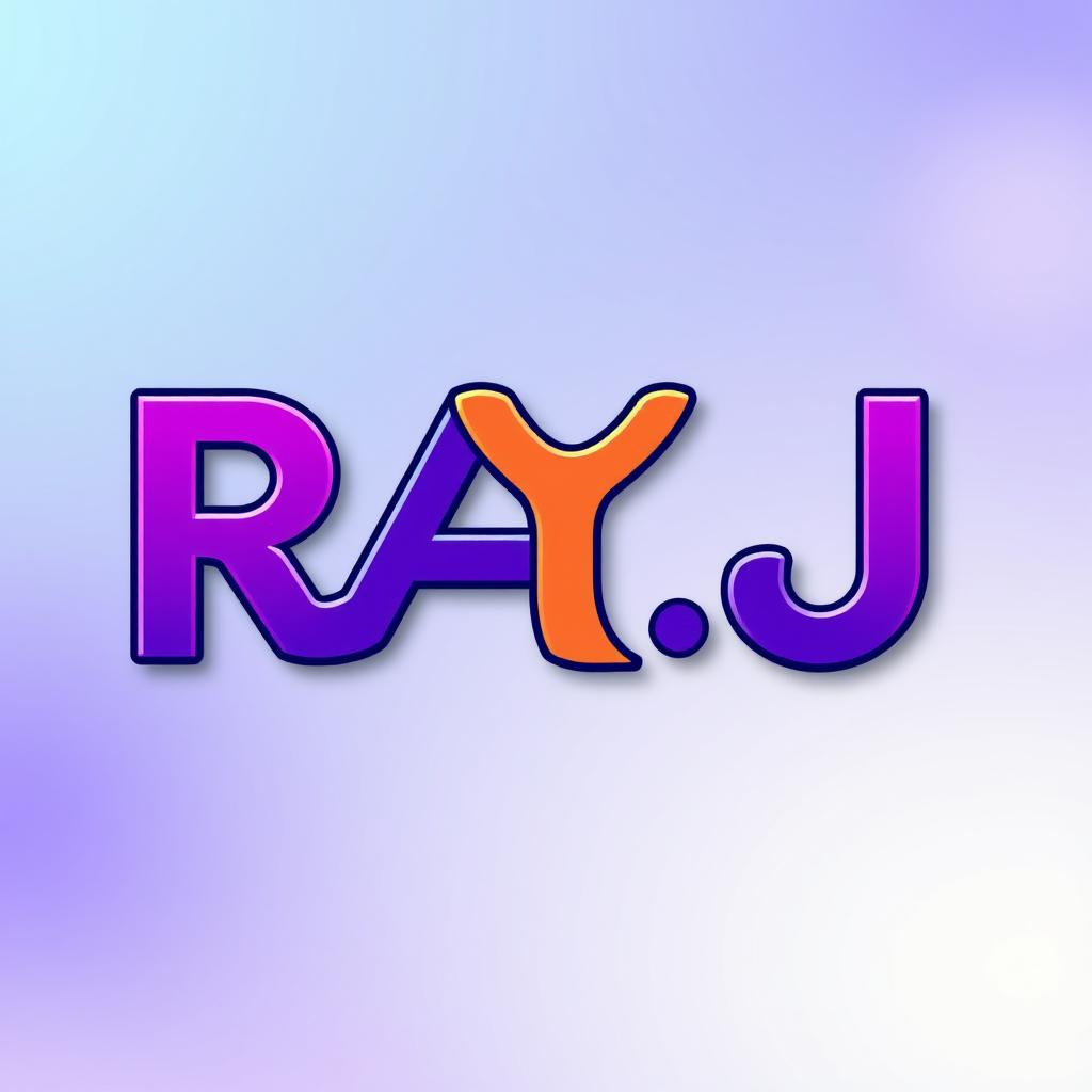 The artistic representation of the letters R, A, J where the letter J seamlessly merges with the letter Y to create a unique and flowing typographic design
