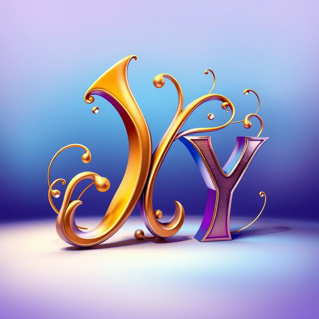 The letter 'J' flowing elegantly with the letter 'Y', infused with artistic elements that give it a dynamic and modern look