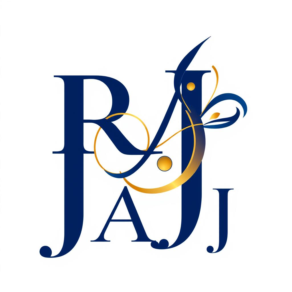 A stylized letter 'J' integrated into the word 'RAJ', showcasing a modern and artistic design
