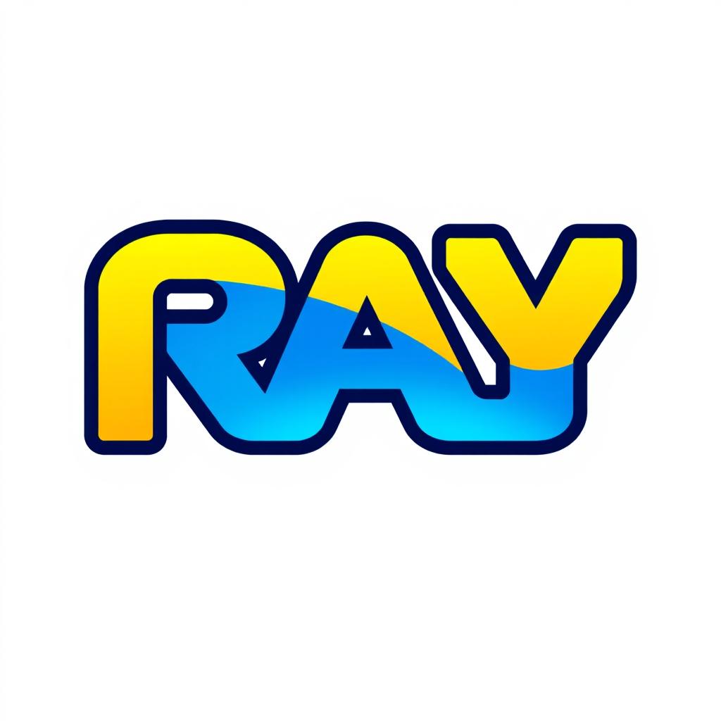 An artistic logo design for the word 'RAY', where each letter is creatively merged but remains distinct and legible