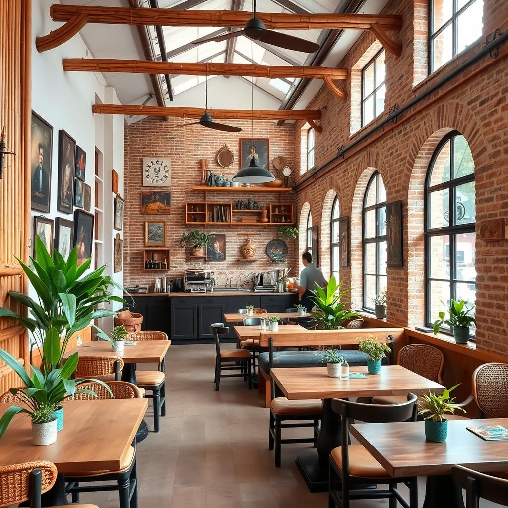 A beautifully renovated Spanish interior coffee shop that resembles a museum