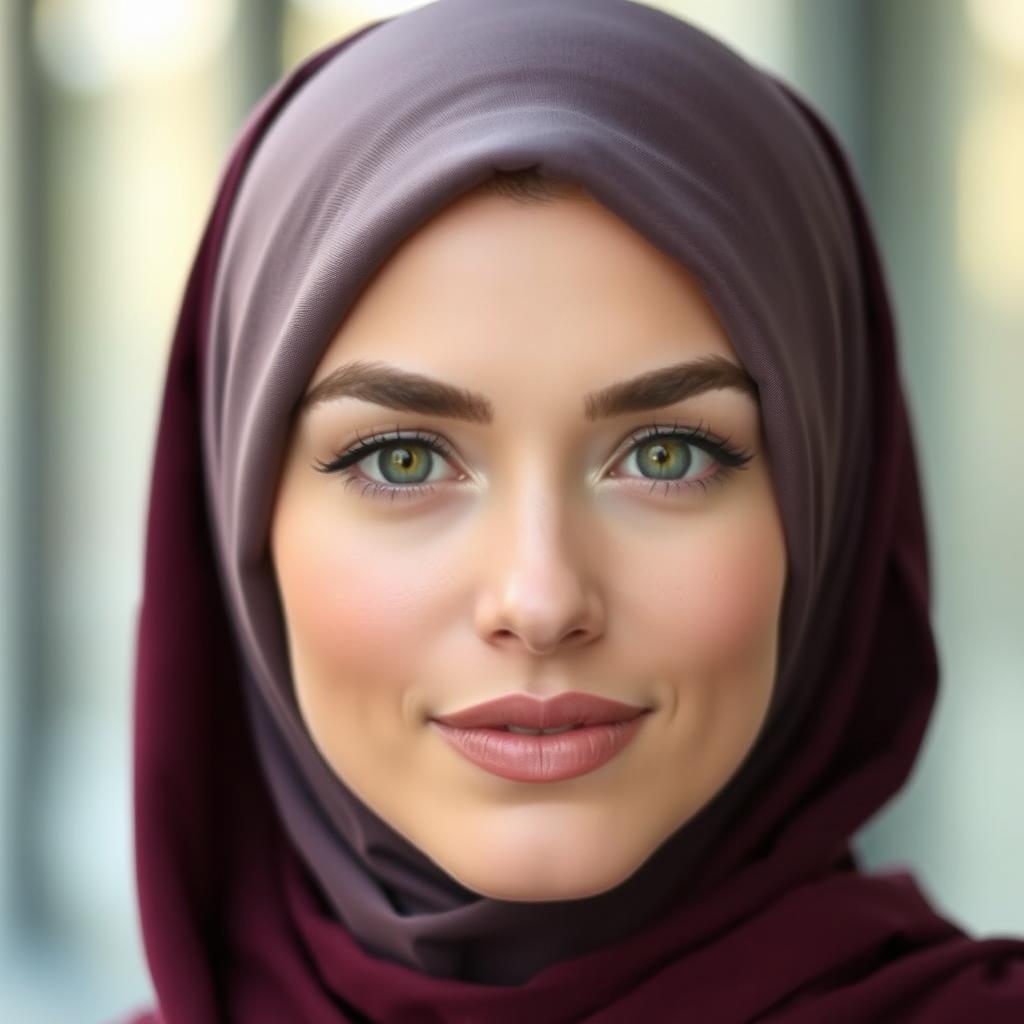 Ruby Rose wearing a hijab, perfectly complementing and respecting her natural heart-shaped face