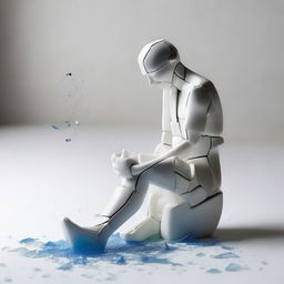 A visual metaphor capturing the concept of pain and injury, maybe a broken ceramic figure or shattered glass seemingly experiencing pain.