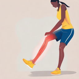 Illustration of a person wincing in pain with their knee or ankle highlighted, showing an injury while they were running