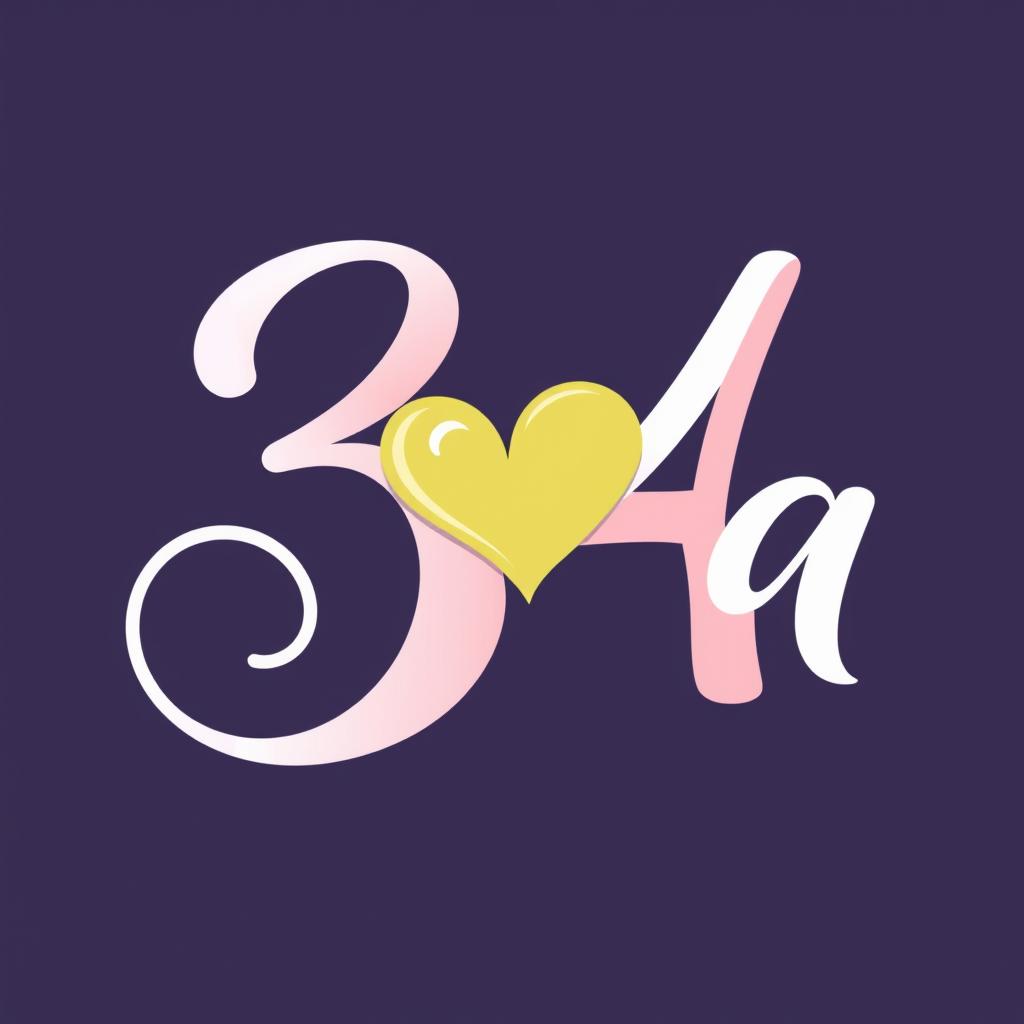 The number 34 illustrated in a bold cursive style, elegantly looped and flowing