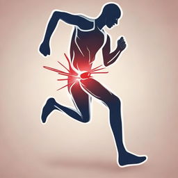 Illustration of a person wincing in pain with their knee or ankle highlighted, showing an injury while they were running