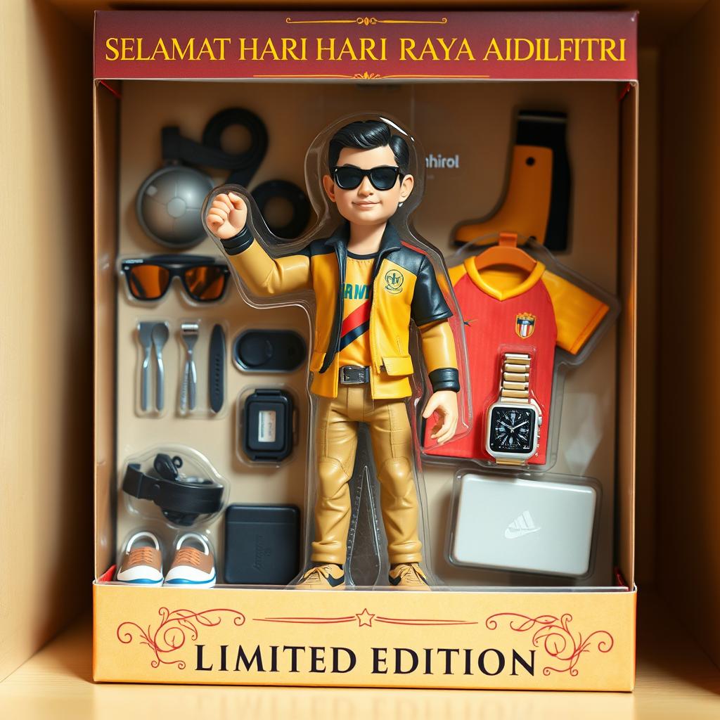A detailed and realistic illustration of a toy action figure resembling a person from the photo