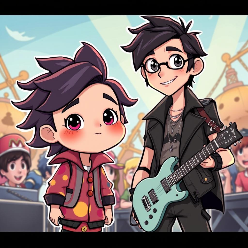 A cartoon-style image featuring a character with smaller eyes compared to a referenced image (not visible here)