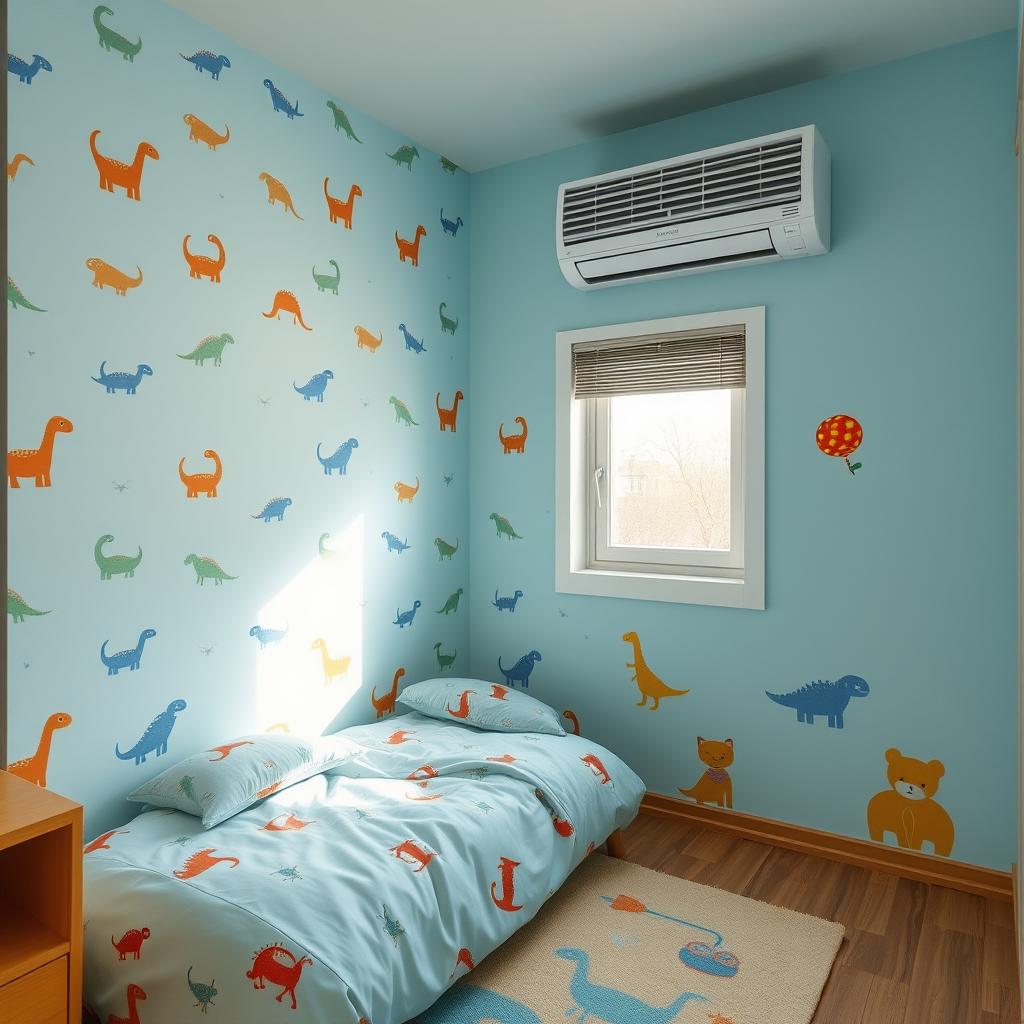 A cozy and simple kids room designed for a 4-year-old boy, measuring 3 meters by 4 meters