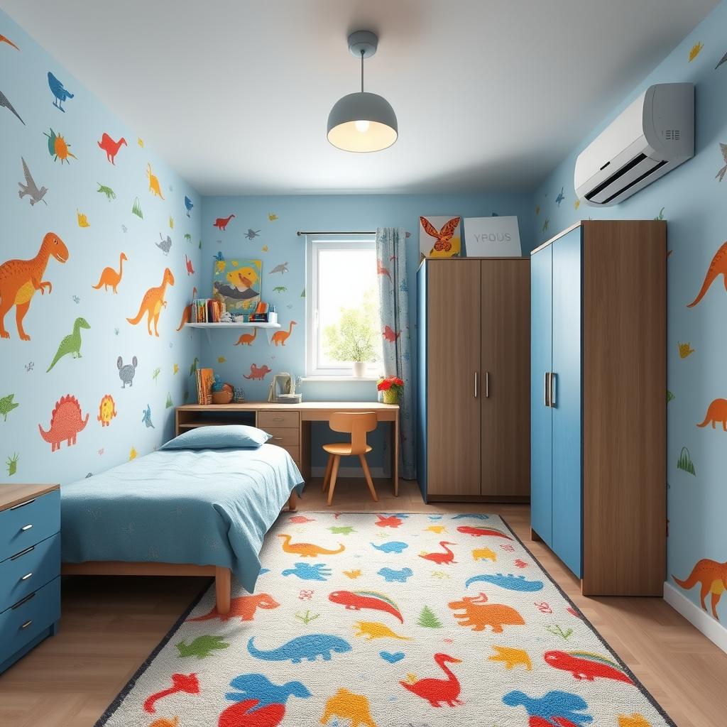 A charming boys' room designed for a 4-year-old, measuring 3 m x 4 m