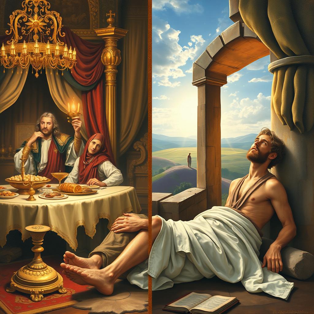 A visual representation inspired by the parable of the rich man and Lazarus in a biblical context