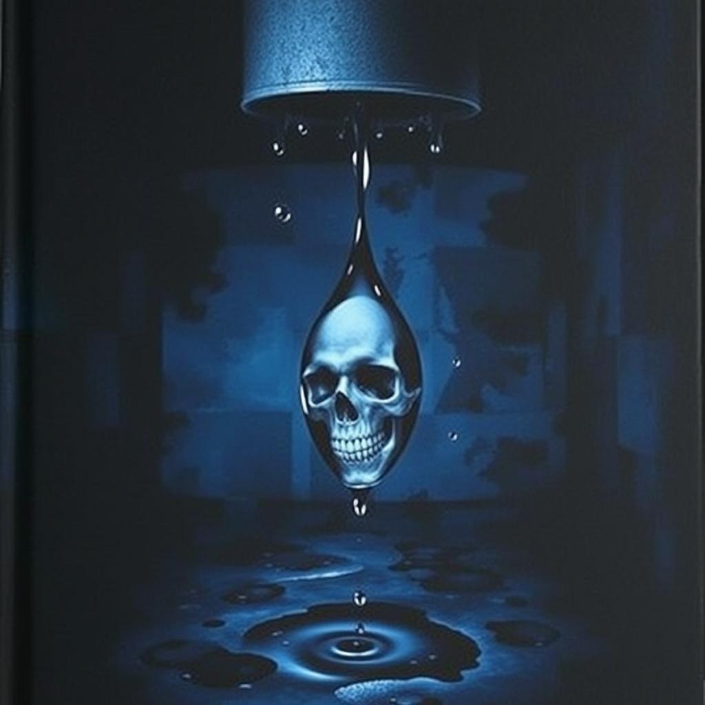 A dark and claustrophobic book cover featuring cold tones of dark blue and black