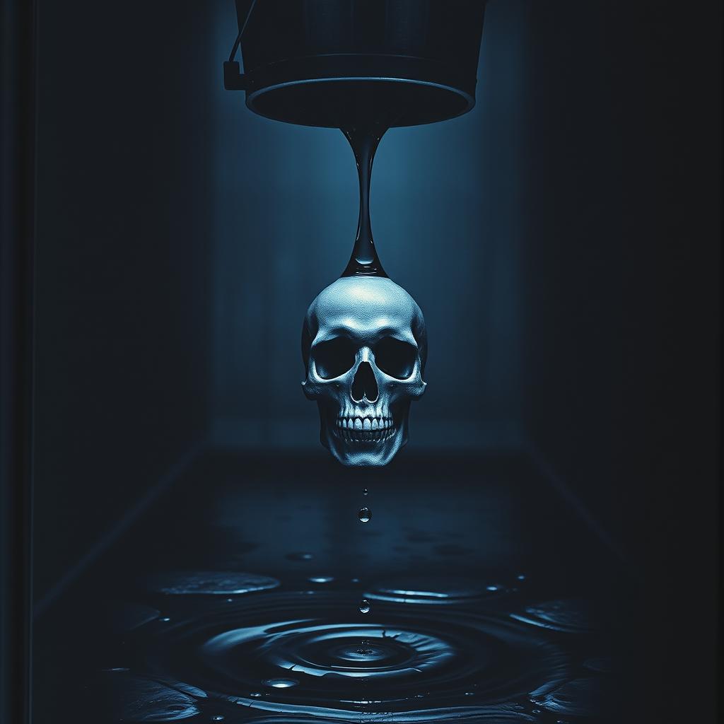 A dark and claustrophobic book cover featuring cold tones of dark blue and black